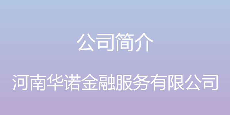 公司简介 - 河南华诺金融服务有限公司