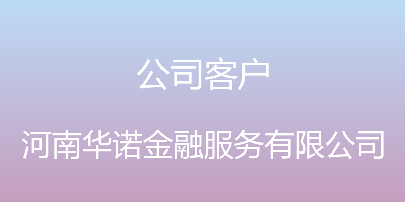 公司客户 - 河南华诺金融服务有限公司