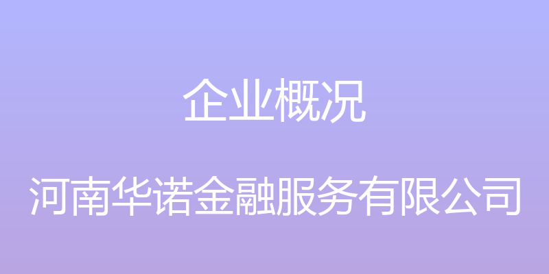 企业概况 - 河南华诺金融服务有限公司