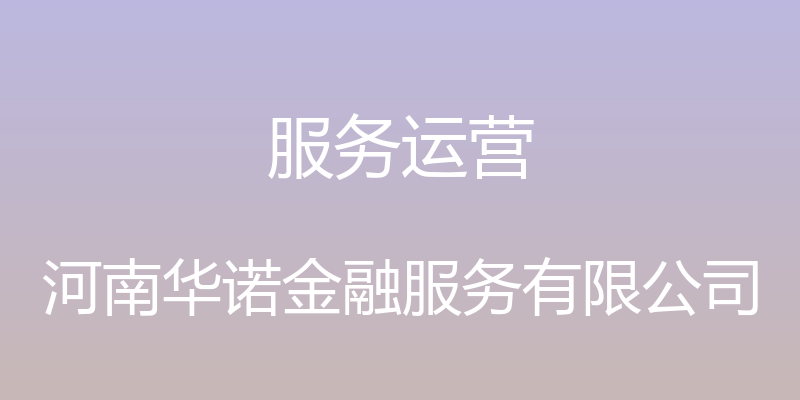 服务运营 - 河南华诺金融服务有限公司